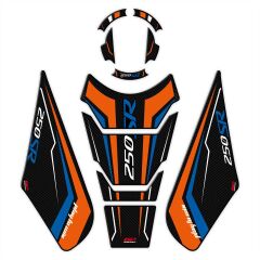 GP Kompozit CF Moto 250 SR 2020-2024 Uyumlu Tank Pad Seti Turuncu - Mavi