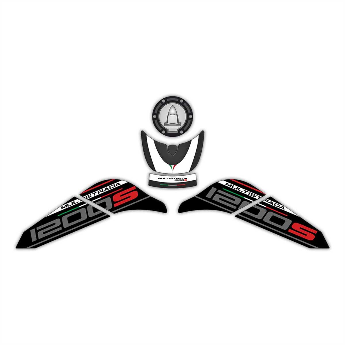 GP Kompozit Ducati Multistrada 1200 S 2015-2018 Uyumlu Tank Pad Seti Beyaz