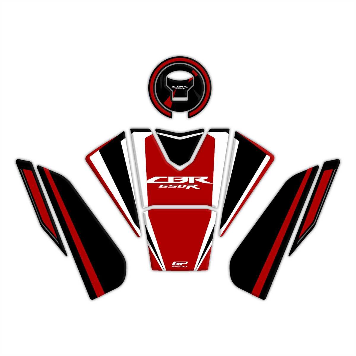 GP Kompozit Honda CBR650R 2019-2023 Uyumlu Tank Pad Seti Kırmızı